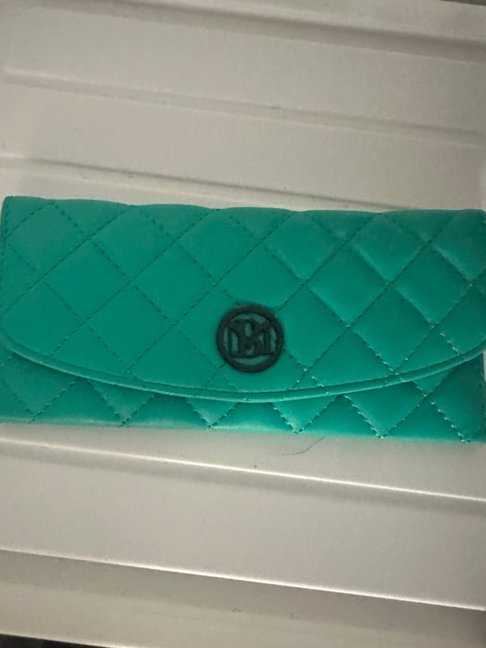 Badgley Mischka Vegan Quilted turquoise Clutch Wallet